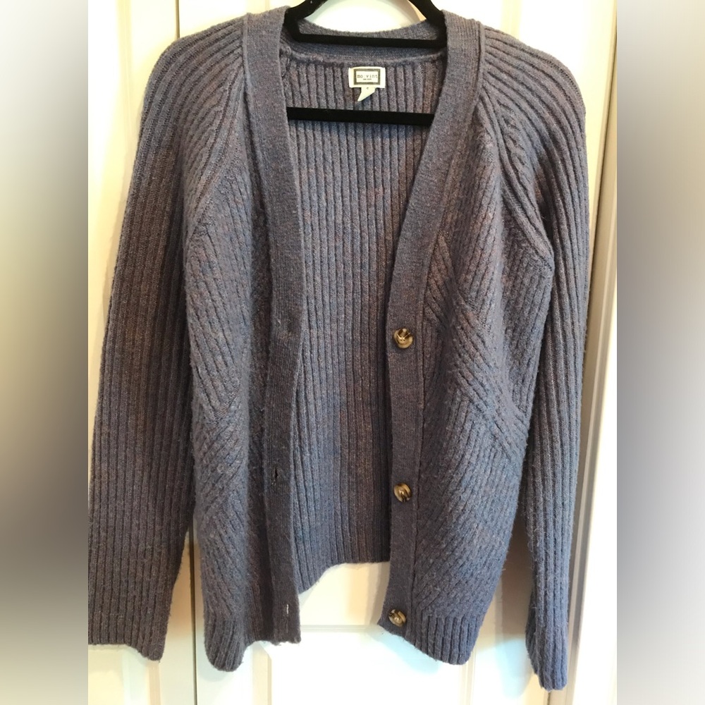 Cozy Dusty Blue Chunky-Knit Cardigan